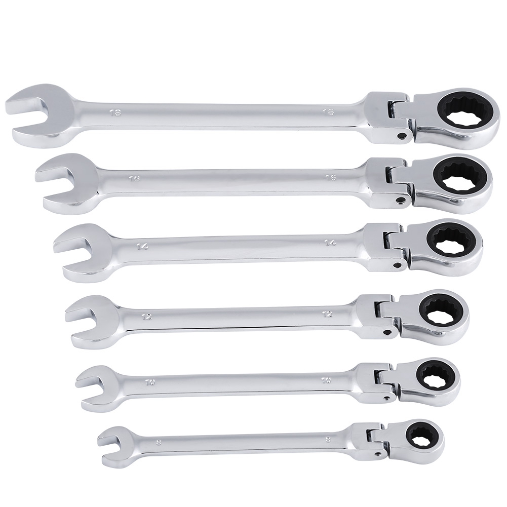 FAGINEY 12-Piece 8-19mm Metric Flex-Head Ratcheting Wrench Set, Professional Superior Quality Chrome Vanadium Steel Combination Ended Standard Kit with Portable Tool Case - image 3 of 7