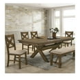 thumbnail image 6 of Roundhill Furniture Raven Cross Back Upholstered Dining Chairs in Glazed Pine Brown Finish, Set of 2, 6 of 7