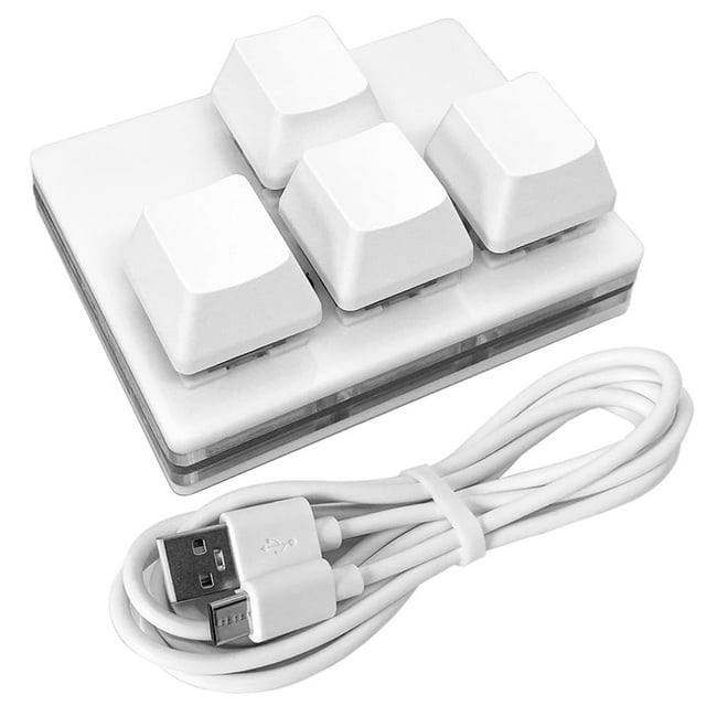 4-Key Customizable Mechanical Keypad with WASD & Arrow Keys, USB Wired Red Switch for Gaming/Work, Portable Mini Keyboard with Custom Shortcuts and USB Data Cable Included
