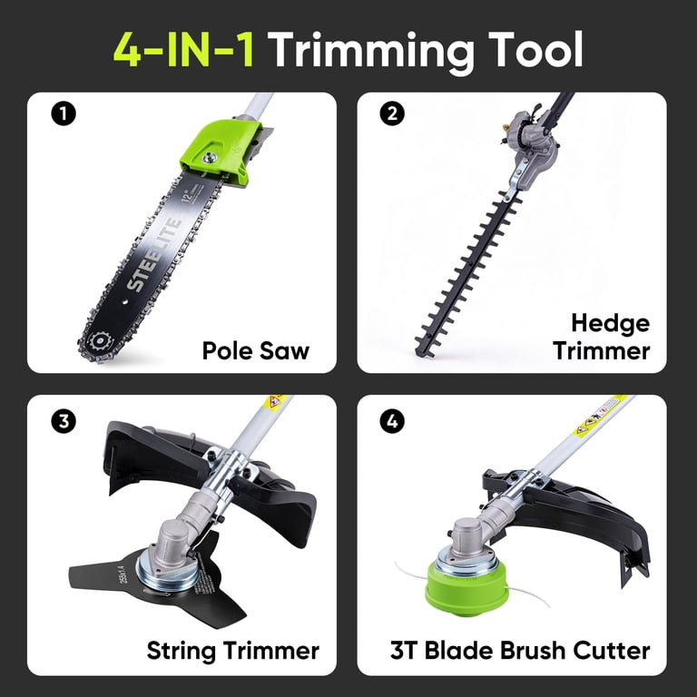 Steelite 52cc 4 in 1 Gas Powered Weed Wacker, 2-Stroke Multi