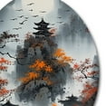 thumbnail image 4 of DESIGN ART Designart "Moonset And Japonese Maple Tree I" Japon Landscape Metal Round Wall Art 29x29 - Disc of 29 Inch, 4 of 5