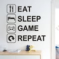 thumbnail image 3 of Usloyux Wall Art, Removable Vinyl Wall Art Sticker, Eat Sleep Game Repeat Gamer Room Decor, Black White Art for Bedroom Living Room, Easy Peel and Stick Mural for Smooth Walls, 3 of 4