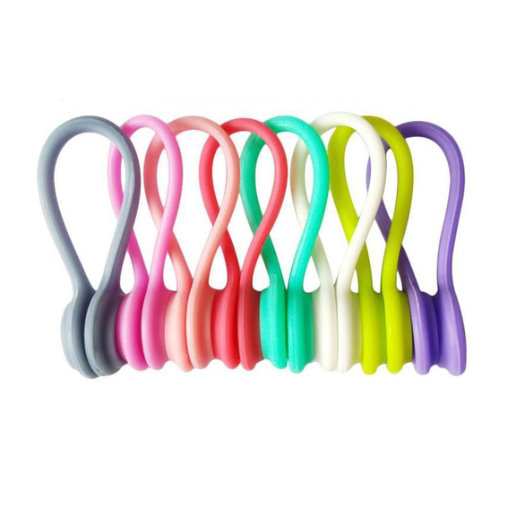 CCOCC 8Pcs Cord Organizer,Elasticity Wire Organizer,Creative Headset Design Magnetic Cable Ties,8 Color