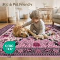 thumbnail image 4 of ODIKA Pink Print Leopard Cheetah Spotted Cluster Flannel Boho Motif for Queen Size Bedroom, Under Bed, Master Suite, Foldable Easy Care, 4 of 7