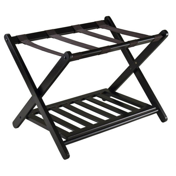 Winsome Reese Luggage Rack with Shelf, Espresso Finish