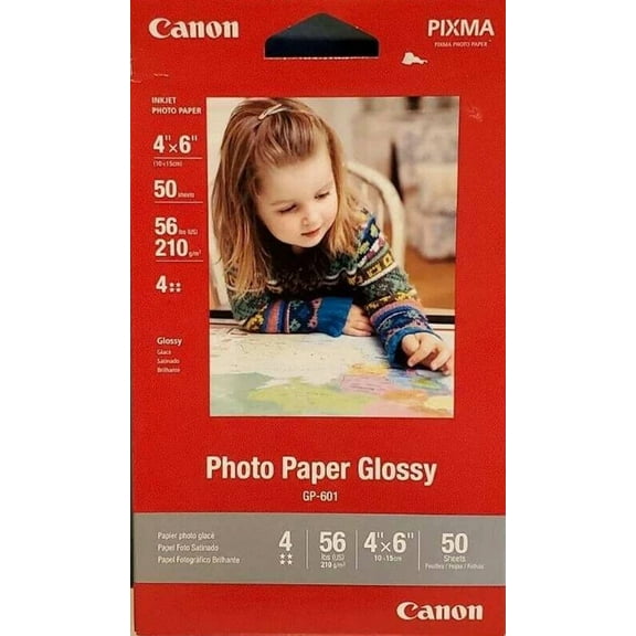 Canon Pixma Gp-601 Inkjet Photo Paper Glossy 4 X 6 Inch 50 Sheets In Package