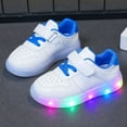 thumbnail image 2 of Puntoco Light Up Toddler Boys Girls Shoes LED Flashing Lightweight Tennis Walking Sneakers for Toddler and Little Kid Winter Snow Boots for Kids Blue 4-5Years, 2 of 7
