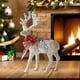 thumbnail image 5 of Figuras de renos navideños flocados, decoración navideña, centros de mesa, estatuas de ciervos estilo B dorado, 5 of 8