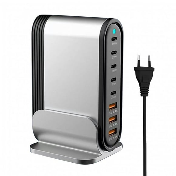 Concentrateur USB 8-en-1 200 W 8 Ports Station de Charge USB Adaptateur de Concentrateur 5 Ports USB A 3 Ports USB C Répartiteur USB C Multiport Prise UE