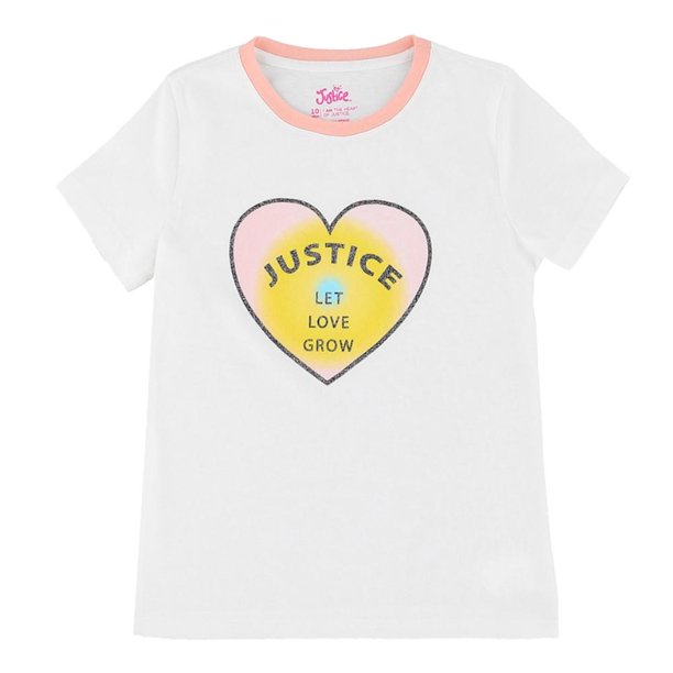 Playera Para Niña Justice Manga Corta Estampado Corazon Blanco Talla 10