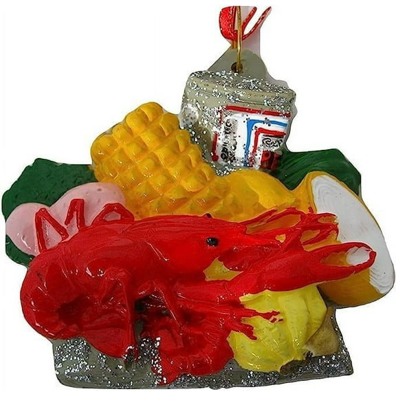 New Orleans Hand Painted Crawfish Lobster Boil Beer Corn on The Cob, Onions, Holiday Christmas Tree Ornament Gift box Mardi Gras Cajun Creole Party