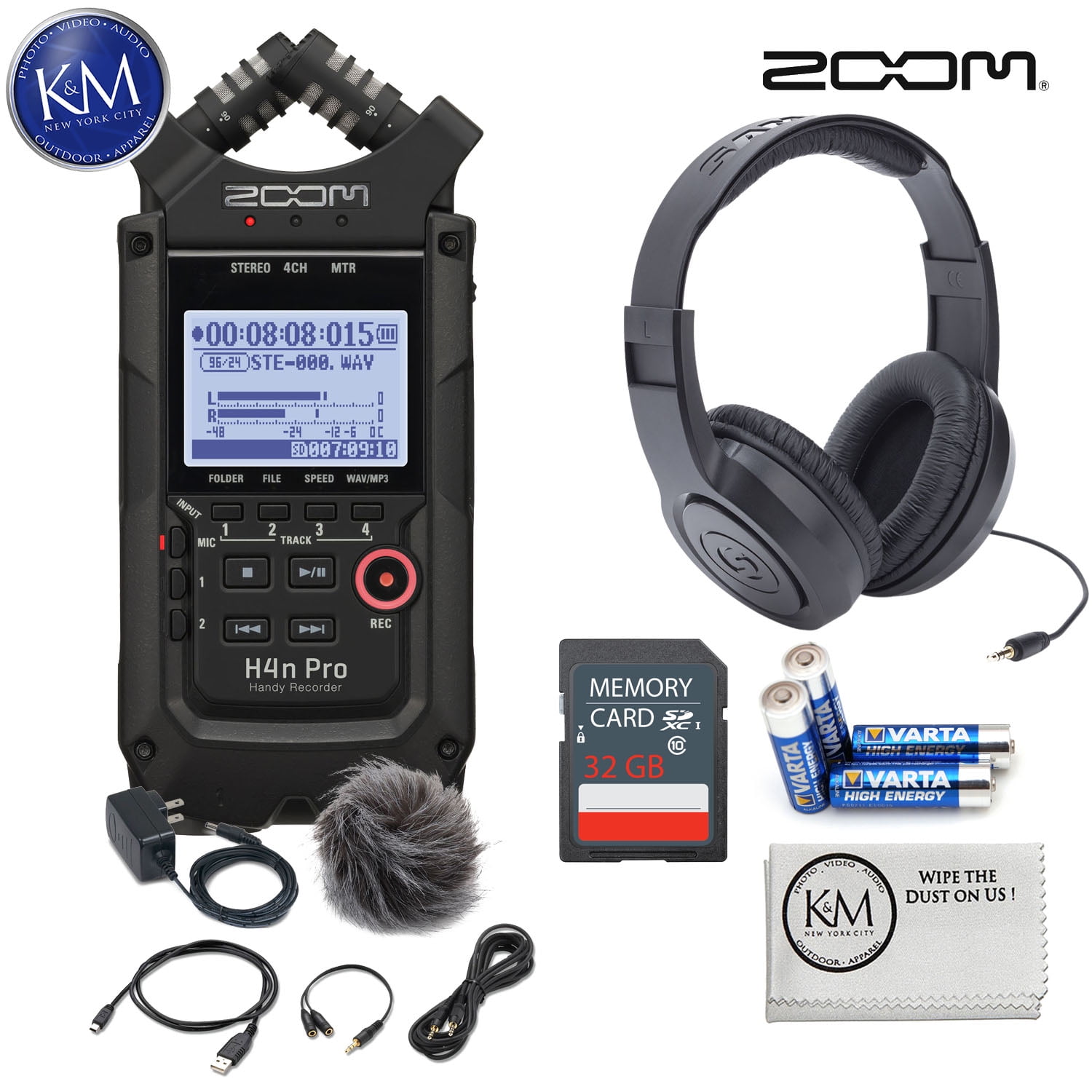 Zoom H4n 4-Channel Portable Recorder (Black) w/ 32GB SD Card, Headphones & APH-4nPro Accessory - Walmart.com