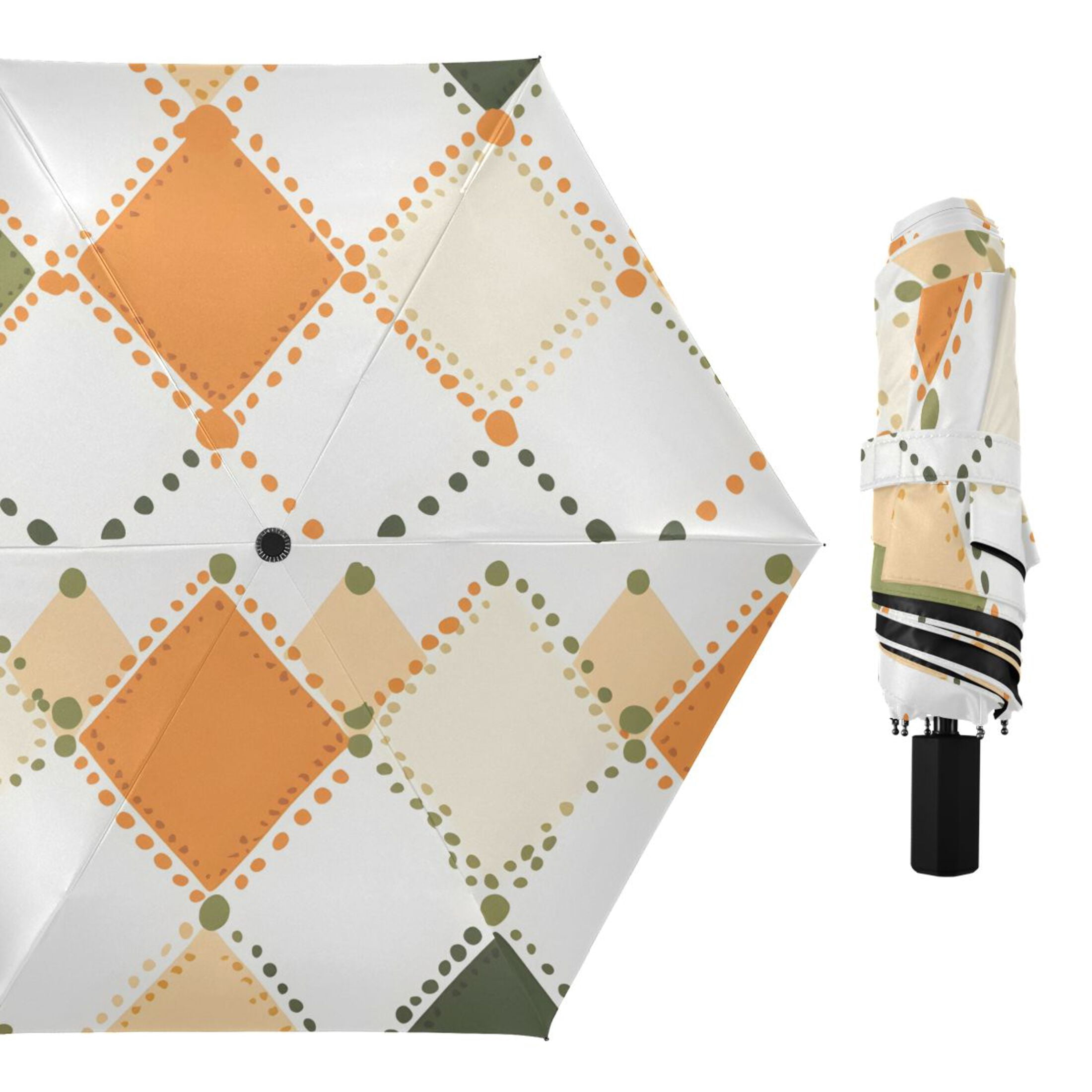 ALAZA Checkered Grid Pattern UPF 50+ Compact Folding Umbrella for Rain Travel Umbrella Packable