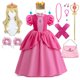 thumbnail image 2 of Vestido de princesa melocotón para niña, ropa de actuación de escenario para niños, Carnaval, fiesta de cumpleaños, Festival de revelación, disfraz de Cosplay, 2 of 5