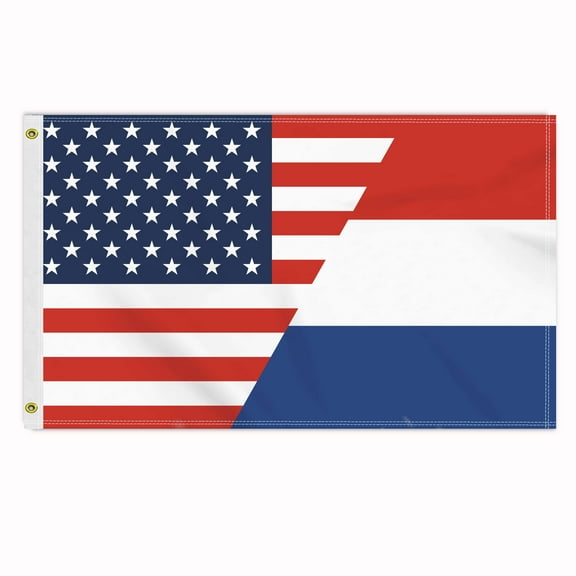 3×5 FT Netherlands USA Flag, Large 150D America Dutch Outdoor Banner,Double Side Printing Decor For Patio Garden With Brass Gromment