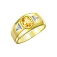 thumbnail image 4 of RYLOS Men's Rings 14K Yellow Gold Classic 7X5MM Oval Gemstone & Diamond Ring Citrine November Birthstone Rings For Men, Gold Rings Size 13, 4 of 8