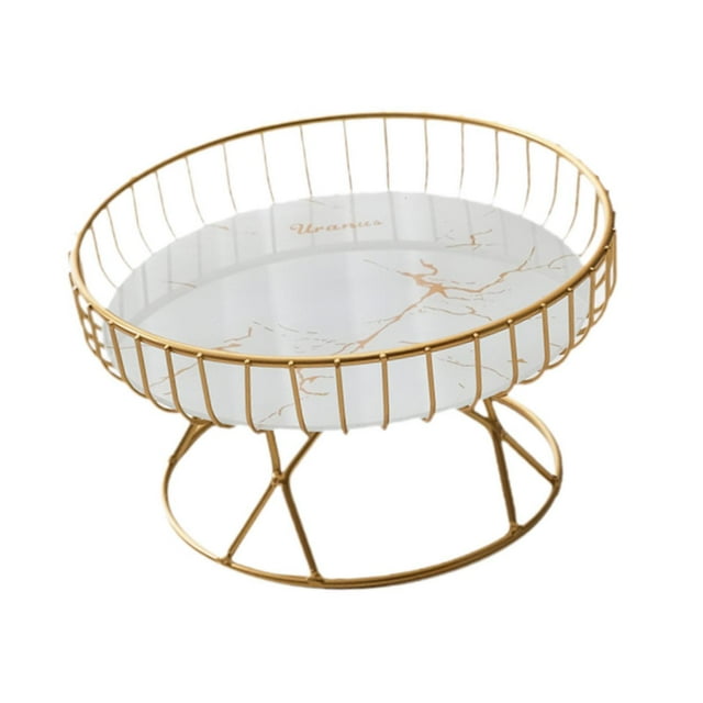 Frutero de metal de hierro para aperitivos y verduras, cuenco decorativo redondo para frutas. Oro blanco l