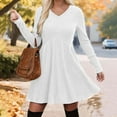 thumbnail image 6 of Bovxnpu Women Long Sleeve Dresses Plus Size Dresses, Long Sleeve Dress for Women Sweater Dress V Neck Empire Waist Tunic Dress Fall Dresses Women Casual Dress with Pockets Spring Fall Outfits, 6 of 9