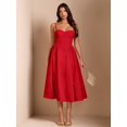thumbnail image 3 of Vibrant Red Spaghetti Strap Fit & Flare Midi Dress For Elegant Parties, Date Nights, Or Sophisticated Daywear, 3 of 7