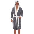 thumbnail image 1 of WZXFASHION Men's Winter Plush Lengthened Shawl Bathrobe Home Clothes Long Sleeved Robe Coat Intimates Grey S, 1 of 7