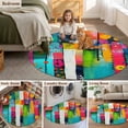 thumbnail image 5 of Round Rugs 7Ft, Colorful Geometric Round Area Rug Washable Indoor Throw Carpet, Modern Artwork Abstract Large Non Slip Circle Rug for Dining Room Playroom Home Decor Aesthetic, 5 of 8