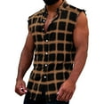 thumbnail image 2 of Dyfzdhu Tank Tops for Men Casual Sleeveless Button Down Plaid Shirts Loose Summer Tops Workout Shirt Yellow, 2 of 4