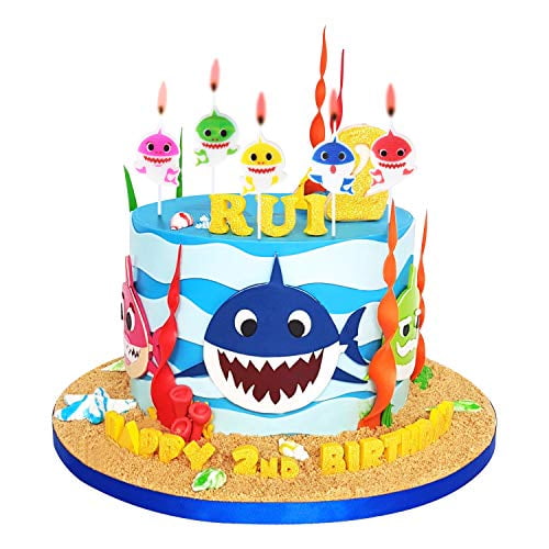 Cute Baby Shark Birthday Candles Baby Shark Party Supplies Cute Baby Shark Cake Decorations For Kids Perfect For Birthday Party Children Carnival Party And Baby Shower Set Of 5
