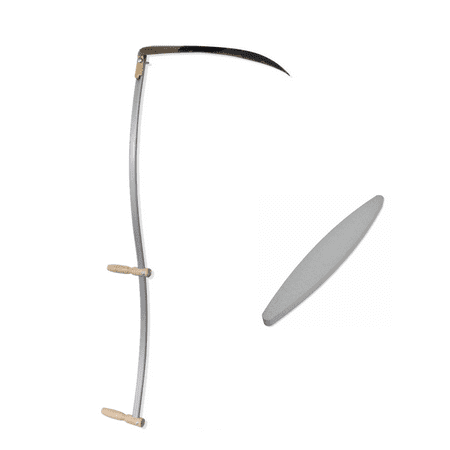 Sickle Bar - Manual Steel Weed Scythe Grass Sickle with Grinding Stone, Portable Classic Durable Weeder, Garden Farm Tool Solid Wooden Handle 4' 7