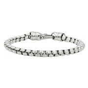 Arista Men's Rolo Link Bracelet in Polished Solid Stainless Steel, 8.5"
