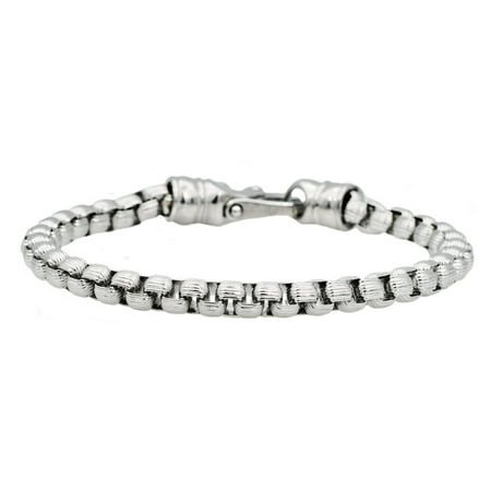Arista Men's Rolo Link Bracelet in Polished Solid Stainless Steel, 8.5"