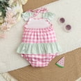 thumbnail image 4 of CUZIBR Girls Baby Romper Clothes Sets One Piece Ruffles Crewneck Sleeveless Plaid Cartoon Watermelon Embroidery Bodysuits Cut Jumpsuit Summer Breathable Soft Cozy Daily Wear,Pink,18-24 Months, 4 of 6