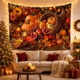 thumbnail image 3 of Lit Candle Bountiful with Autumnal Still Life, Cozy Farmhouse for Farmhouse Decor Lovers, Aesthetic Wall Decor, Halloween Gift, Tapestry Wall Hanging for Dorm and Living Room, 3 of 7