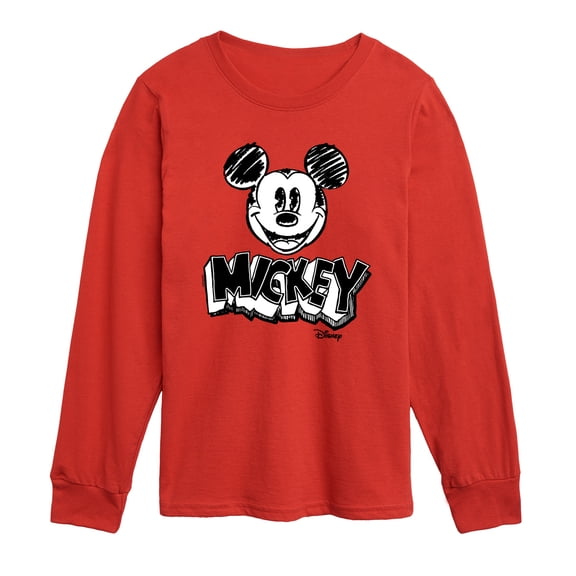 Disney - Mickey Monochrome - Toddler Boys Long Sleeve Graphic T-Shirt