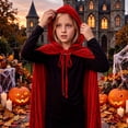 thumbnail image 5 of Odeerbi Kids Boys Girls Halloween Long Hooded Cape Cloak Velvet Solid Color Witch Robe for Party Dress Up, 5 of 5