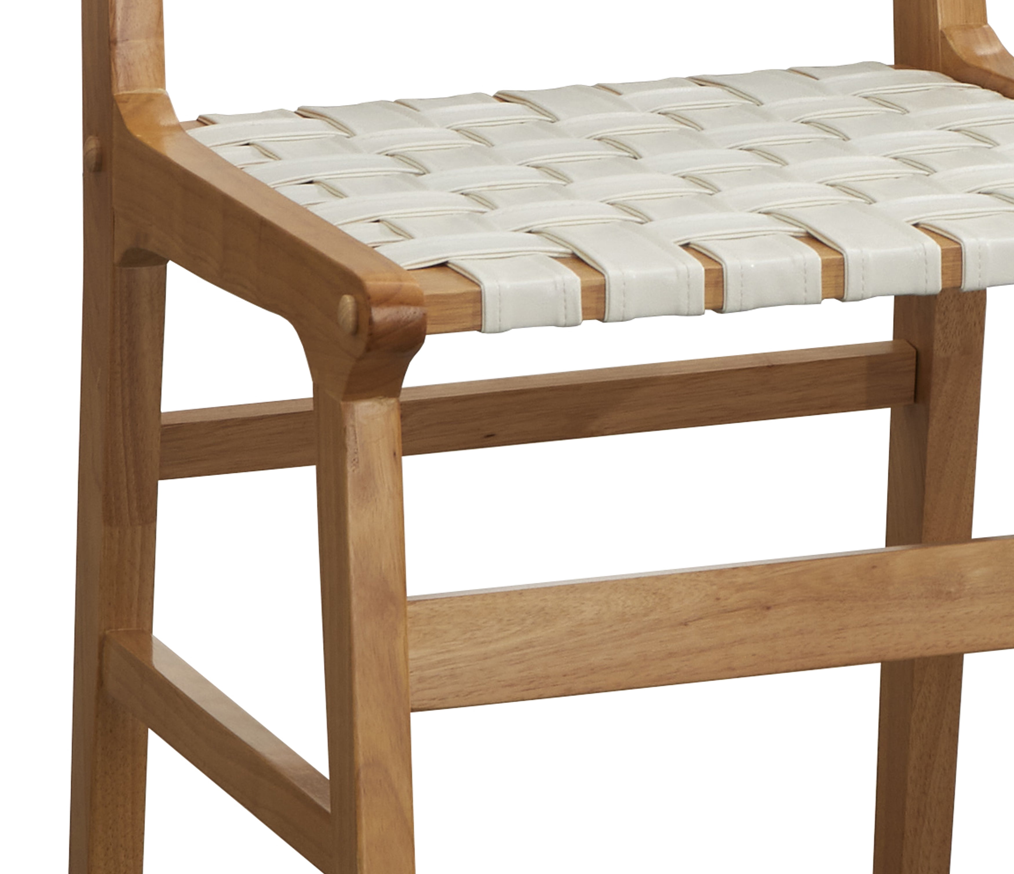 TMS Odin Mid-Century Woven Seat and Back Dining Room Chair with Solid Wood Frame, Set of 2, Light Brown/White
