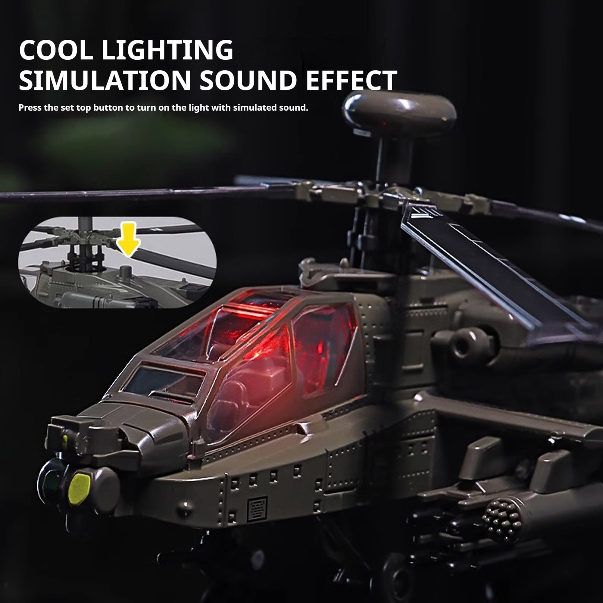 Anmyjuly 1:64 Scale Apache Die Cast Toy AH-64 Helicopter Gunships Military Model，Suitable for Collection and Gifts for Boys