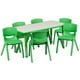 thumbnail image 1 of 23.625 '' W x 47.25 '' L Mesa de actividades rectangular de plástico verde ajustable en altura con 6 sillas Flash Furniture YU-YCY-060-0036-RECT-TBL-GREEN-GG, 1 of 1