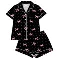 thumbnail image 5 of RMGVDSD Womens Pajama Sets Bow Polka Dot Print Casual Loungewear Short Sleeve Button Down Sleepwear Shorts Set Summer Pajamas Nightwear, 5 of 5