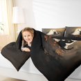 thumbnail image 3 of Feelyou Cute Ghost Full Size Bedding Sets, Kawaii Black Cat Fall Foliage Full Size Bed in a Bag, Dark Taupe, Black Reversible, 7pcs, 3 of 7