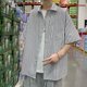 thumbnail image 5 of Camisa de manga corta a rayas sencillas de estilo japonés para hombre, chaqueta informal holgada de estilo coreano de verano, 5 of 5