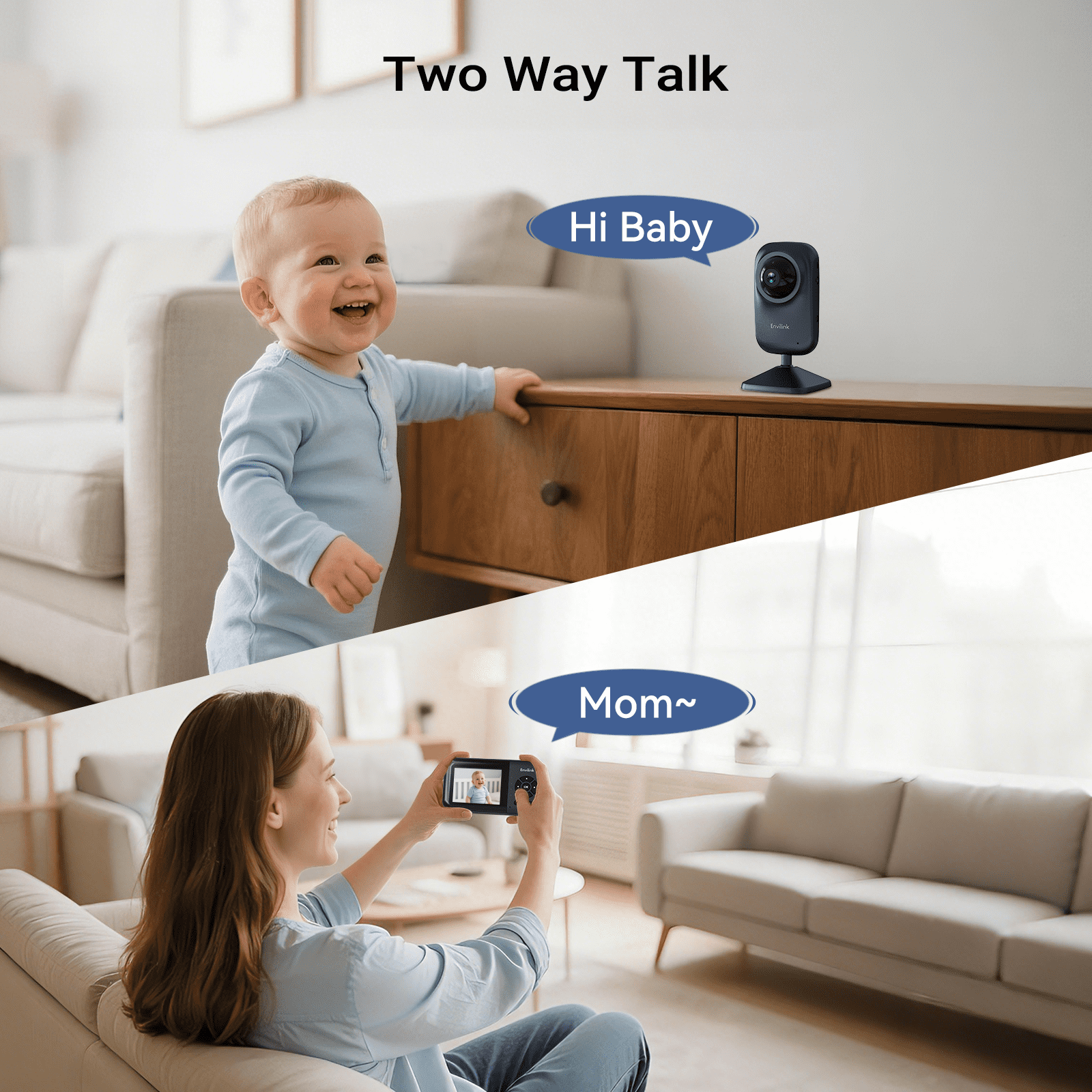 Envilink Video Baby Monitor with App, 2.8" Screen 14h Battery, Sound Detection, Night Vision, Two Way Talk, Temperature Detection, 1200ft Range, Feeding Remind, Ideal for Baby/ Elderly Indoor Use