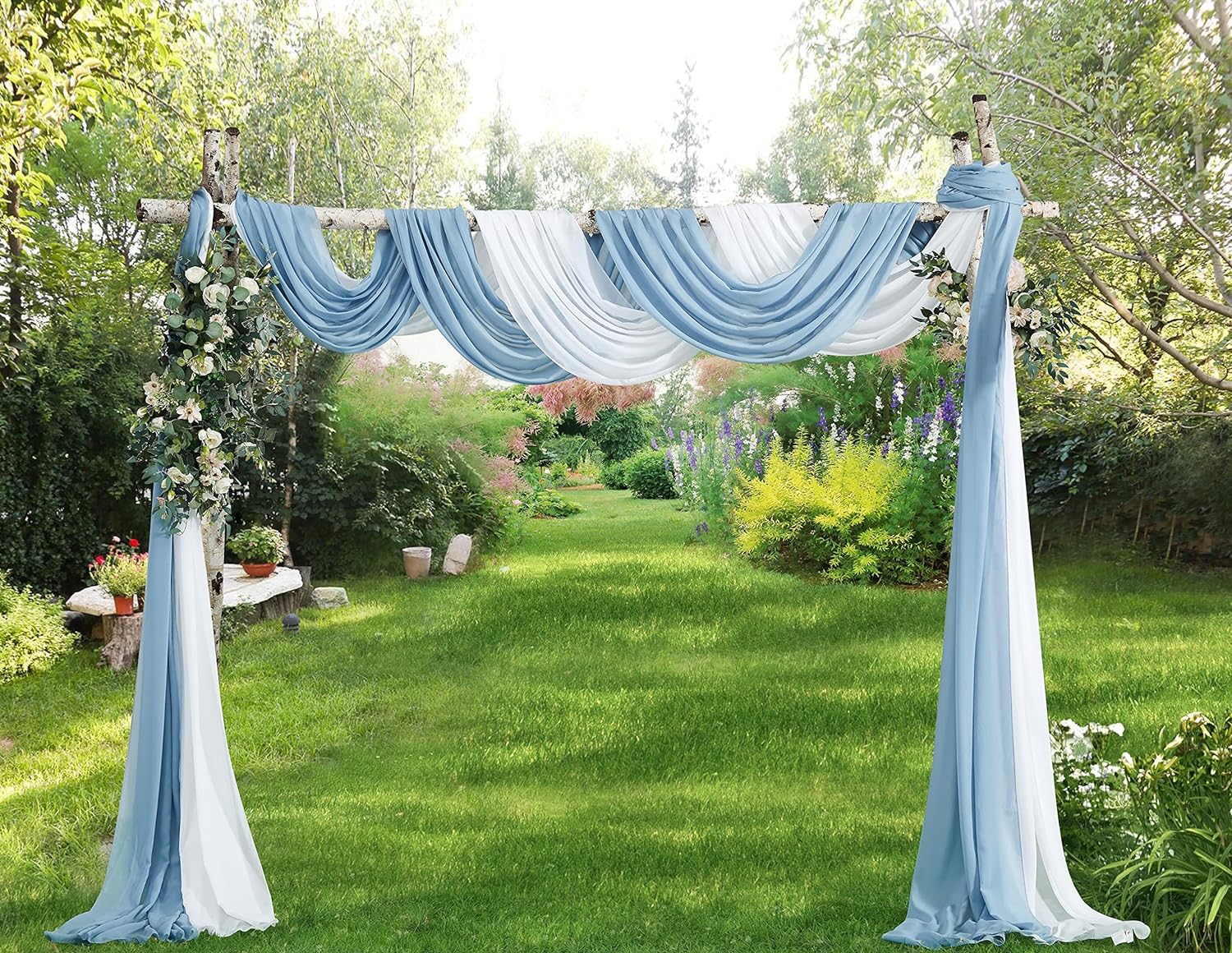 WARM HOME DESIGNS 6 Yards Dusty Blue Chiffon Fabric for Kitchen or Wedding Arch Decorations. CF 216 D BLUE