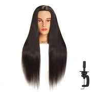 Hairingrid 26"-28" Mannequin Head Hair Styling Training Head Manikin Cosmetology Doll Head Synthetic Fiber Hair and Free Clamp Holder (Black) R71907LB02