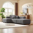 thumbnail image 2 of 3 Pieces Set Corduroy Sectional Modular Sofa with 6 Throw Pillows, Soft L-Shaped Chaise Couch Furniture for Living Room Apartment Office, Gray, 2 of 7