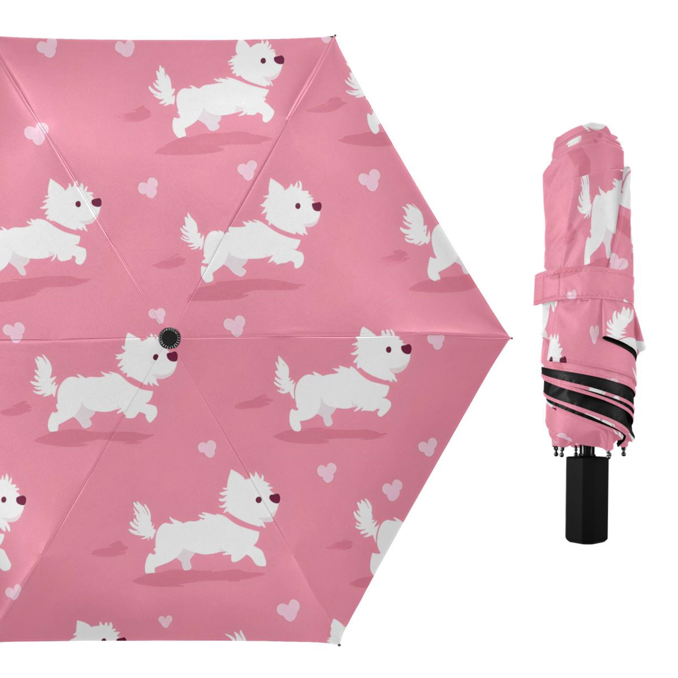 ALAZA Cute Dogs UPF 50+ Compact Folding Umbrella for Rain Travel Umbrella Packable