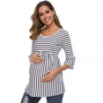 thumbnail image 1 of Daisyyozoid Wholesale T-shirt d'Été à Col Rond Manches 3/4 Rayé Grande Taille pour Maternité, 1 of 5