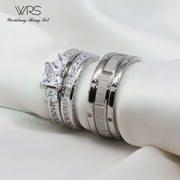 Wedding Ring Sets His And Hers Couples Women Diamond Sterling Silver Man Titanium Wedding Bands