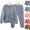 Blue, variant on Men Sherpa Fleece Pajamas Sets Casual Crewneck Long Sleeve Pullover Sweatshirts Loose Fuzzy Pants Soft Lightweight Winter Warm Loungewear
