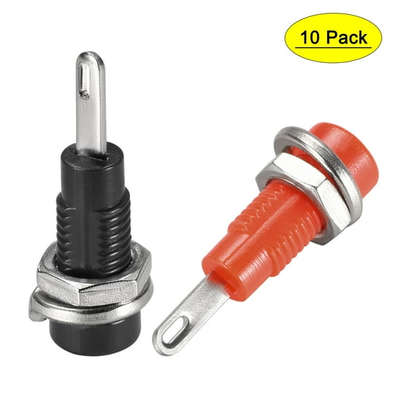 Uxcell 2mm Banana Binding Post Female Plug Terminal Connector Red Black 10 pack