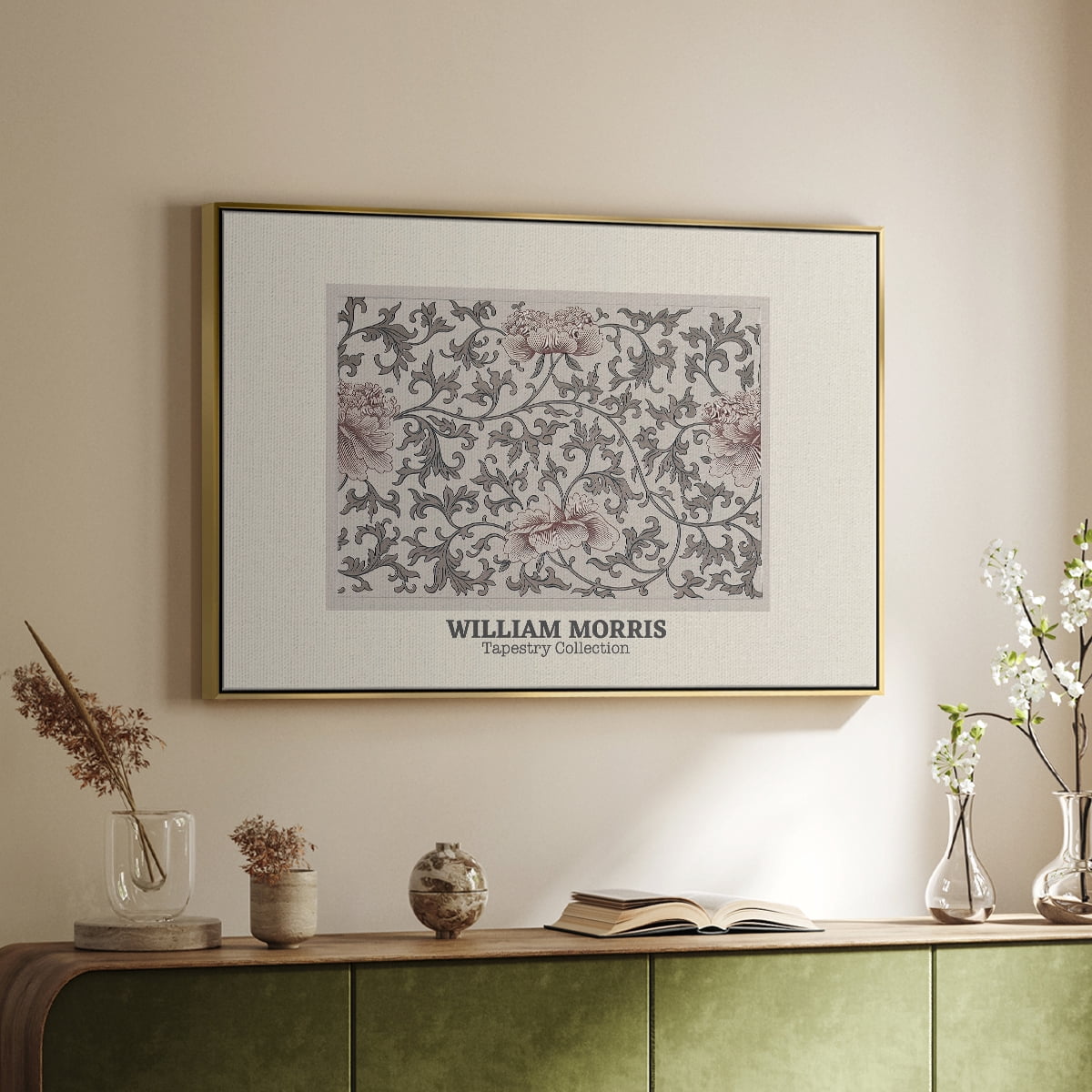 Vintage Abstract Print-XLVI Framed in Gold Wood Gallery Wrapped Canvas 27 in. x 41 in.